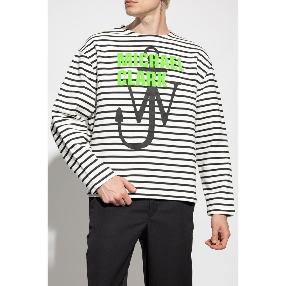 JW ANDERSON X MICHAEL CLARK Mens Sweatshirt Medium White Stripe Anchor Logo $495